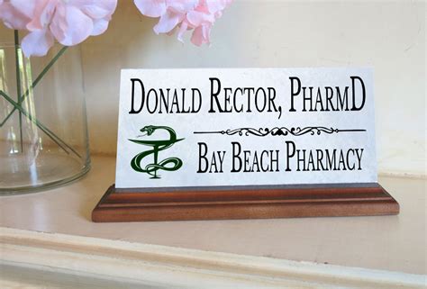 Pharmacist Nameplate T Custom Pharmacy Worker Desk Name Plate