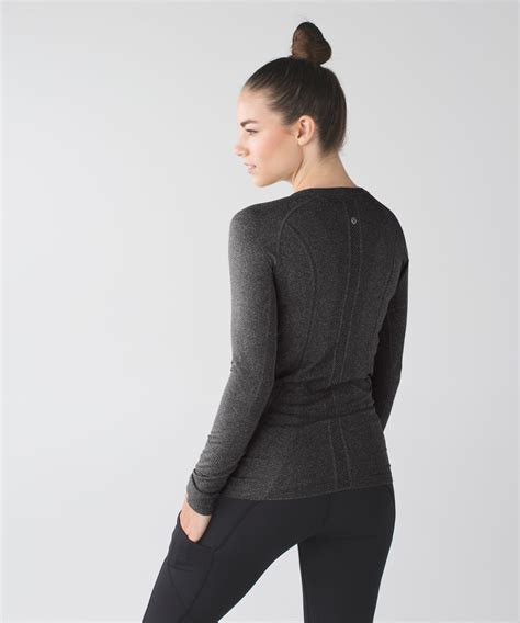 Lululemon Swiftly Tech Long Sleeve Crew Heathered Black Lulu Fanatics