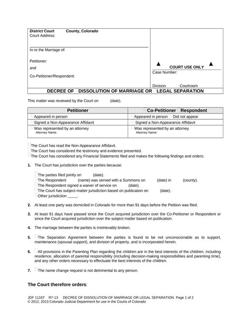 Dissolution Marriage Legal Doc Template PdfFiller