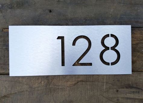 Address Plaque Modern House Numbers Brushed Metal Horizontal Size