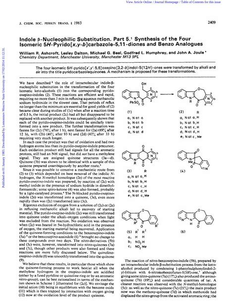 PDF Indole Nucleophilic Substitution Part 5 Synthesis Of The Four