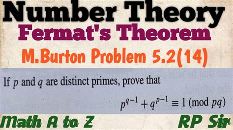 If P And Q Are Distinct Primes Prove That P Q 1 Q P 1 1 Mod Pq