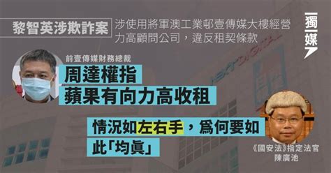 黎智英涉欺詐案 周達權指蘋果有向力高收租 官：如左手交右手 獨媒報導 獨立媒體