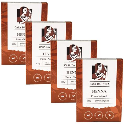 Kit Henna Indiana Pura Natural Ruivo Acobreado G Cada Casa