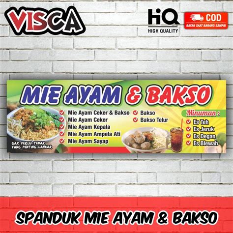 Cetak Spanduk Banner Mie Ayam Dan Baso Ukuran 150 X 50 Cm Lazada