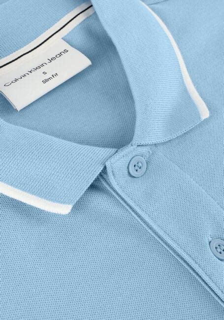 Lichtblauwe Calvin Klein Polo Tipping Slim Polo Omoda