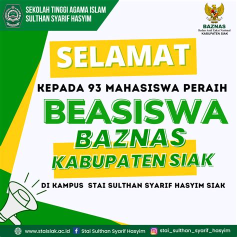 Selamat Kepada 93 Mahasiswa Penerima Beasiswa BAZNAS Kabupaten Siak