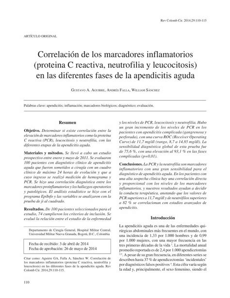 Pdf Correlaci N De Los Marcadores Inflamatorios Proteina C En