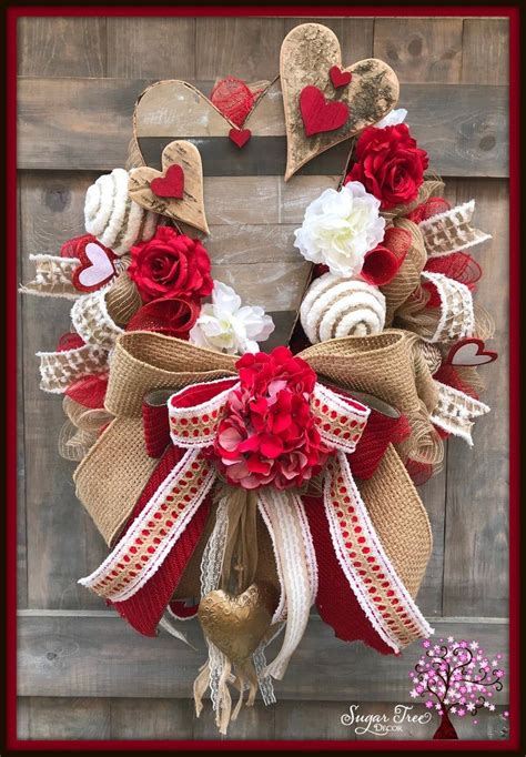 Rustic Wreath Valentines Wreath Valentines Day Wreath Door Wreath