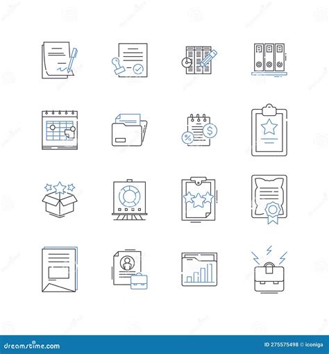 Production Paperwork Line Icons Collection Documentation Records