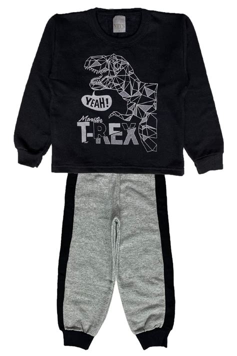 Conjunto Infantil Menino T Rex Nttn Marinho