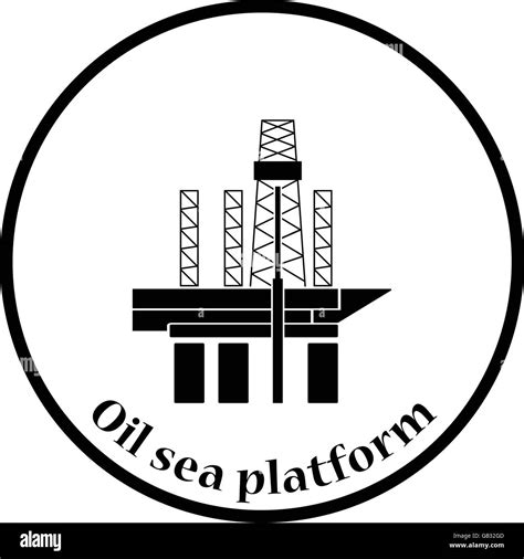 Oil Sea Platform Icon Thin Circle Design Vector Illustration Stock