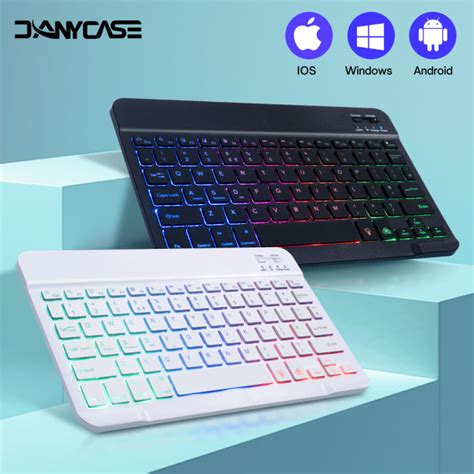 RGB Backlit Keyboard For Tablet iPad Phone PC Bluetooth-compatible ...