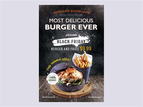 Free Burger Restaurant Flyer Template Psd