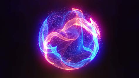 Abstract Energy Sphere With Glowing Bright Particles Atom From Energy