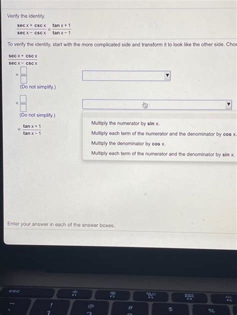 Solved Verify The Identity Secx Csc X Sec X Cscx Tan X Chegg