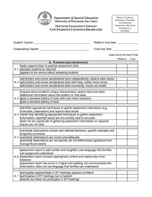 Fillable Online Uwec PRACTICUM EVALUATION FORM Uwecedu Fax Email