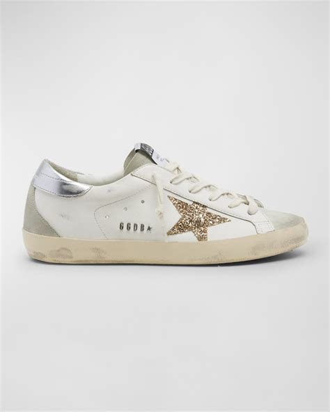 Golden Goose Superstar Leather Glitter Low Top Sneakers Neiman Marcus