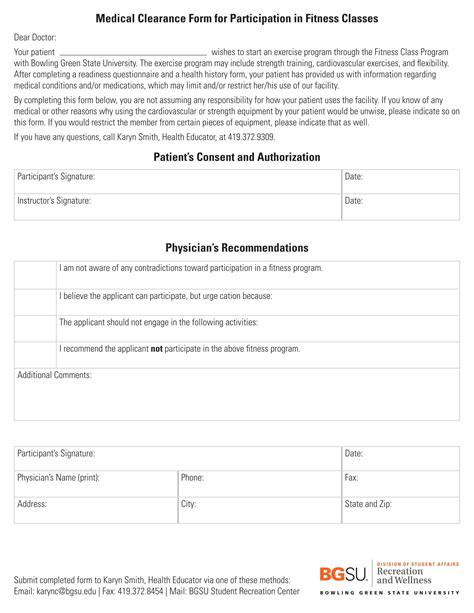 Free Sample Medical Clearance Forms In Pdf Ms Word