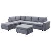 Cassia Light Gray Linen Seat Reversible Modular Sectional Sofa With