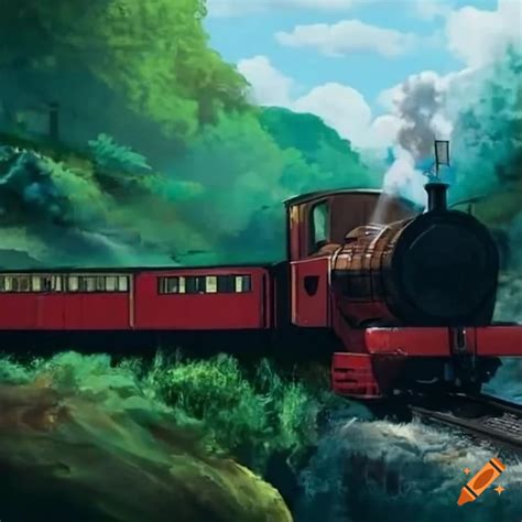 Studio Ghibli Style Steam Train On Talyllyn Railway On Craiyon