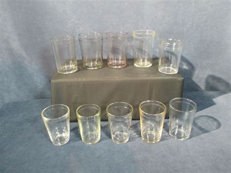 Jelly Jam Jars Anchor Hocking Antique Ribbed Rims Vintage Clear Glass 10 Pcs Clear Glass