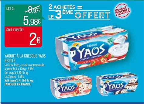 Promo Yaourt à La Grecque Yaos Nestlé chez Match iCatalogue fr