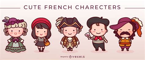 Cute French Characters Set Vector Download