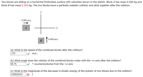 Solved Two Blocks Are Sliding On A Horizontal Frictionless Chegg