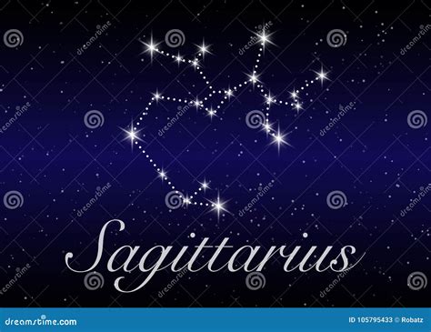 Sagittarius Zodiac Constellations Sign On Beautiful Starry Sky With