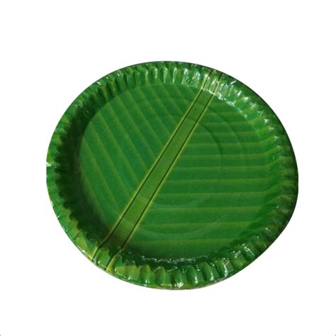 Green Circular Shape Disposable Banana Leaf Paper Plate Packaging Type