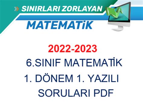 2022 2023 6 Sinif Matematİk 1 DÖnem 1 Yazili Sorulari Ramazan