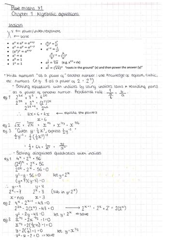 Edexcel Pure A Level Maths Algebraic Expressions Revision Notes As