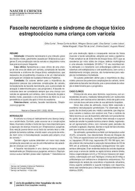 Pdf Fasceíte Necrotizante E Síndrome De Choque Tóxico Estreptocócico