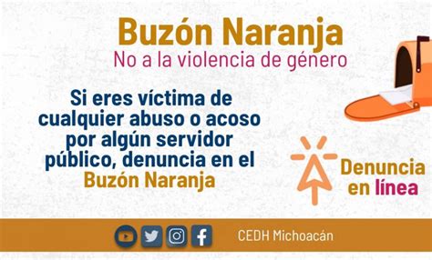 Promueve Cedh Buz N Naranja Para Atender Violencia De G Nero