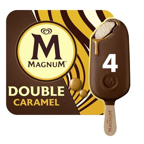 Glace bâtonnet double caramel MAGNUM la boite de 4 bâtonnets 292g à