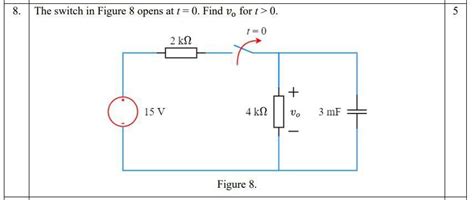 Solved 8 The Switch In Figure 8 Opens At T 0 Find V For Chegg