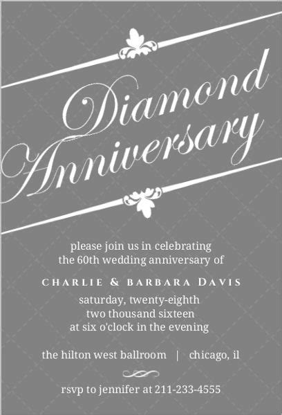 Elegant Gray Diamond 60th Anniversary Invitation Anniversary