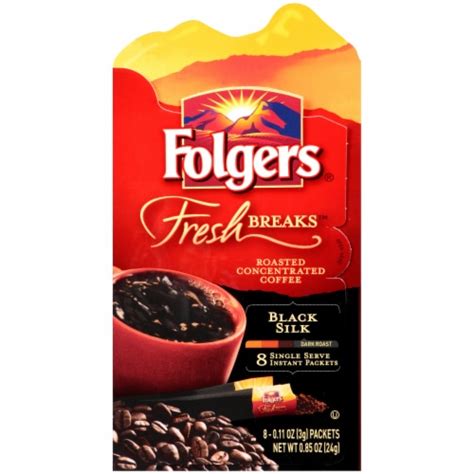 Folgers Fresh Breaks Black Silk Instant Coffee Single-Serve Packets, 8 ...