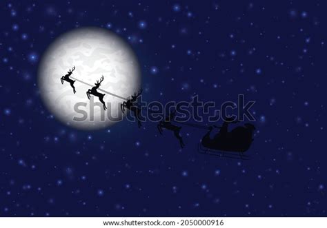 Santa Flying Through Night Sky Under Stock Vector Royalty Free