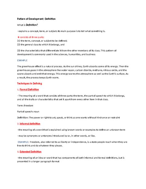 definition pattern  development pattern  development definition