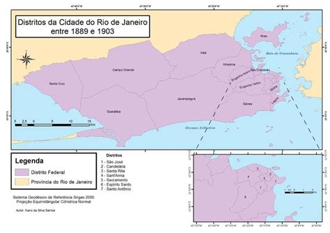 Mapa a evolução dos distritos da cidade do Rio de Janeiro entre