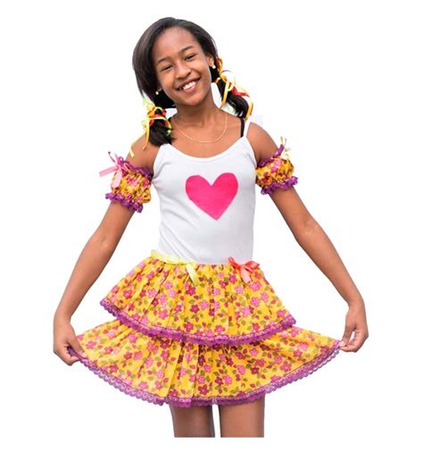 Vestido de Festa Junina Caipira Infantil Coração