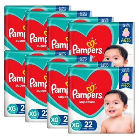 Fralda Pampers Supersec Jumbo Vermelha Tamanho Xg 8 Pacotes Com 22