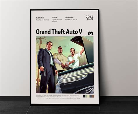 Grand Theft Auto V Game Poster, Games Wall Decor, Minimalist Games ...