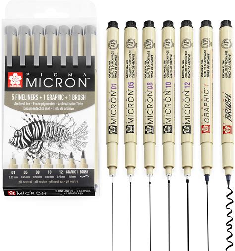 STAEDTLER 308 SB6P Pigment Liner Fineliner Pens With Assorted Line