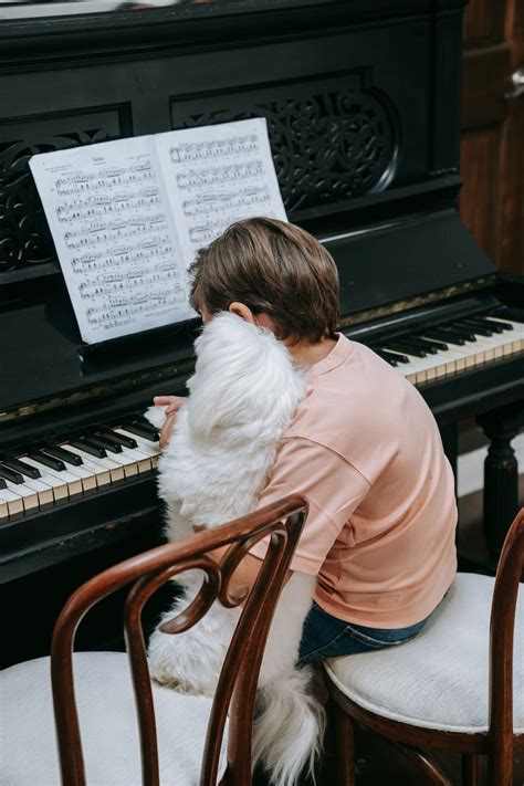 Boy Playing the Piano with his Dog · Free Stock Photo