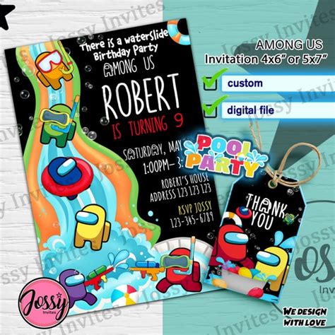 Among Us Invitation Among Us Pool Party Among Us Birthday Etsy