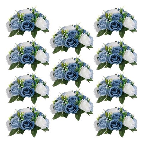 PYPESEEWY Warehouse Flowers For Patio Table 10Pc Dirty Blue Tricolor