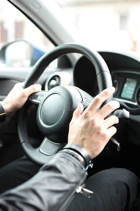 Hands on Car Steering Wheel Stock Photo - Image of activity, interior ...